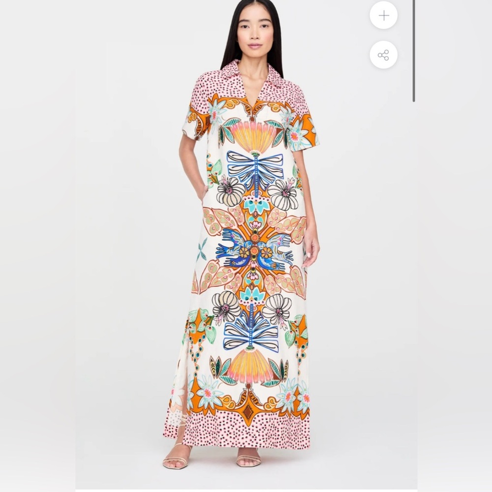 Marie Oliver Orange Resort Maxi Dress with Notched Collar